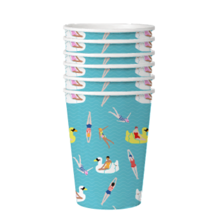 Summer Party Disposable Blue And Pink Paper Cups SP007